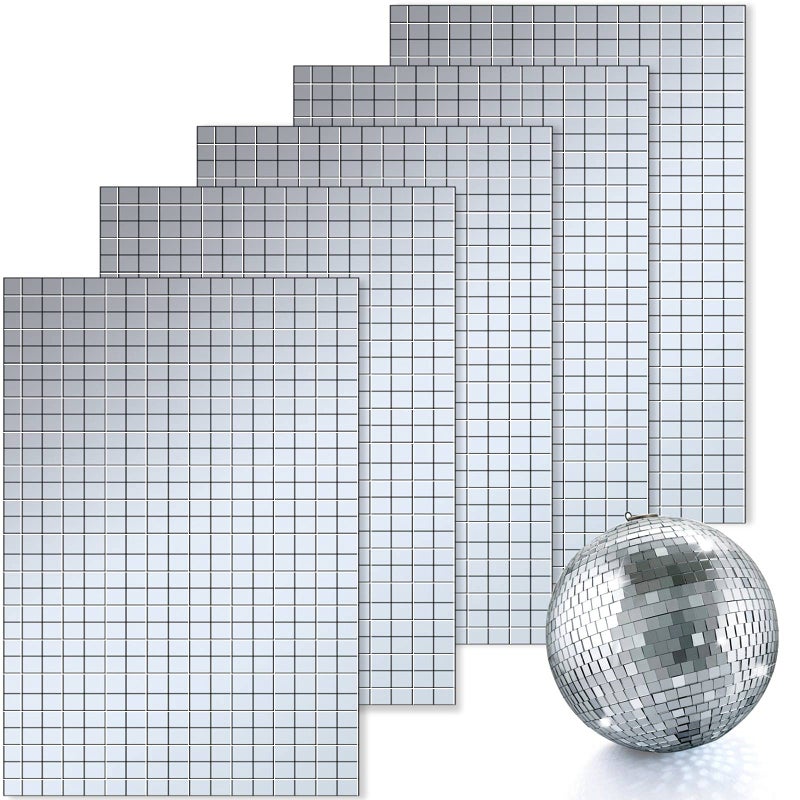 Geiserailie 3600 Pieces Mirror Mosaic Tiles Self Adhesive Disco Mirror Tiles Disco Ball Stickers Square Glass DIY Tiles for Craft Decorate  DIY Hat  Art Collage  Indoor Outdoor Decoration - Image 1